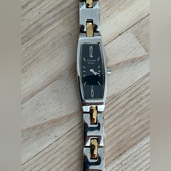 Titan Raga Ladies Watch Two Tone Bracelet Rectangular Black Dial - Picture 5 of 15